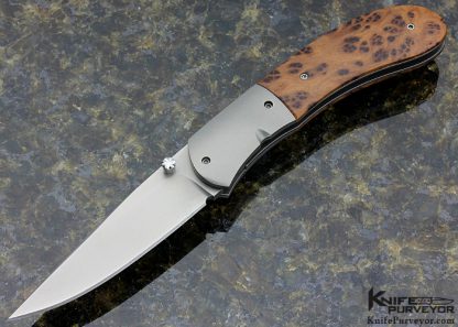 John W. Smith Custom Knife Bead Blasted Titanium & Birds Eye Maple Linerlock