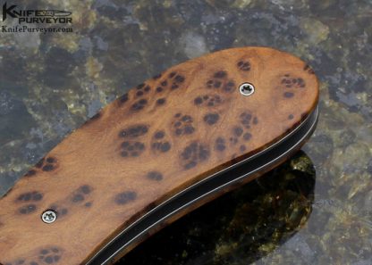 John W. Smith Custom Knife Bead Blasted Titanium & Birds Eye Maple Linerlock - Image 3