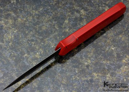 Jeff Harkins Custom Knife Engraved Red Honeycomb Triton OTF Auto - Image 5