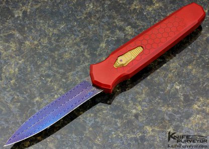 Jeff Harkins Custom Knife Engraved Red Honeycomb Triton OTF Auto