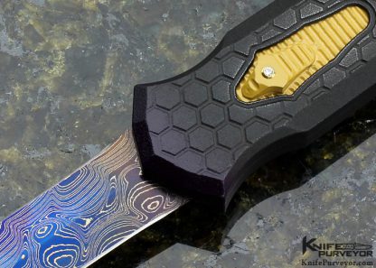 Jeff Harkins Custom Knife Engraved Black Honeycomb "Purple Haze" Triton OTF Auto - Image 2