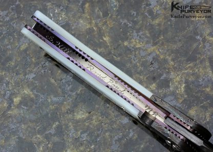 Steve Hill Custom Knife Mother of Pearl and Damascus Linerlock 15816