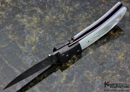 Steve Hill Custom Knife Mother of Pearl and Damascus Linerlock - Image 6
