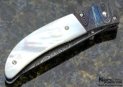 Steve Hill Custom Knife Mother of Pearl and Damascus Linerlock - Image 4