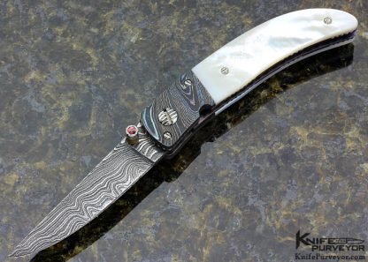 Steve Hill Custom Knife Mother of Pearl and Damascus Linerlock 15816