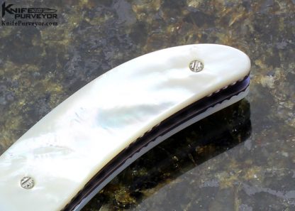 Steve Hill Custom Knife Mother of Pearl and Damascus Linerlock - Image 3