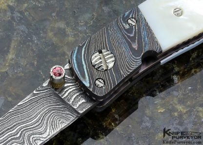 Steve Hill Custom Knife Mother of Pearl and Damascus Linerlock - Image 2