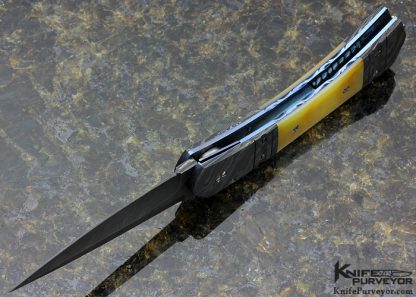 Frank Potter Custom Knife South Sea Gold Lip Pearl & Damascus Button Release Linerlock - Image 6