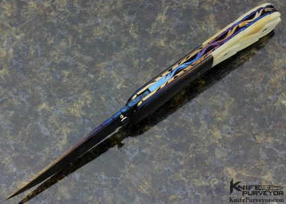 Wade Colter Custom Knife Blued Sole Authorship Damascus Linerlock - Image 6