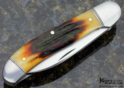 Bill Ruple Custom Knife Amber Stag 2 Blade Trapper Slip Joint - Image 4