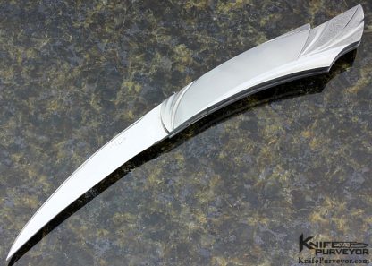 William Tuch Custom Knife Fluted, Stippled & Hand Rubbed Satin Finshed Linerlock Awarded "2008 Blade Show Best Handle Design" 11932