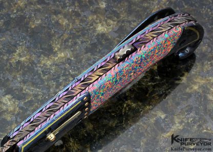 Peter Martin Custom Knife Labgrown Black Opal D/A Auto Lockback 18kt Gold Inlay Tangerine Garnets - Image 7