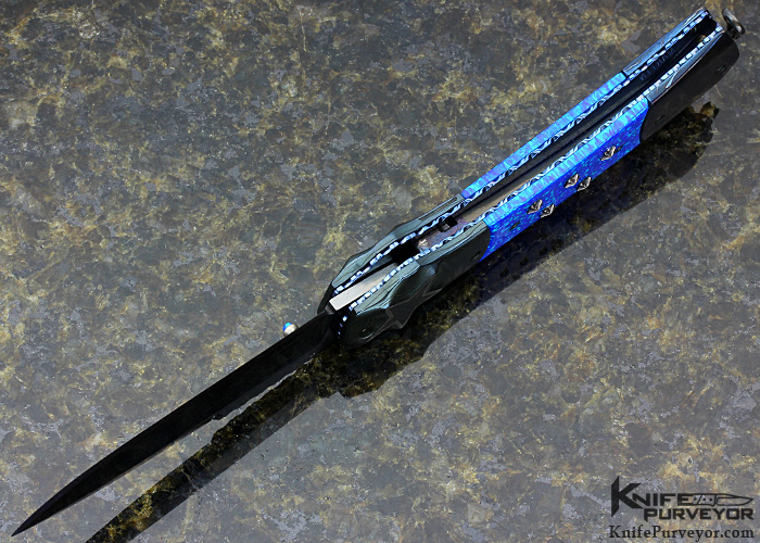 Peter Martin Custom Knife Lab Grown Blue Opal Star Bolster Release