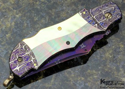 Peter Martin Custom Knife Two Tone Pearl D/A Bolster Release Auto Lockback - Image 4