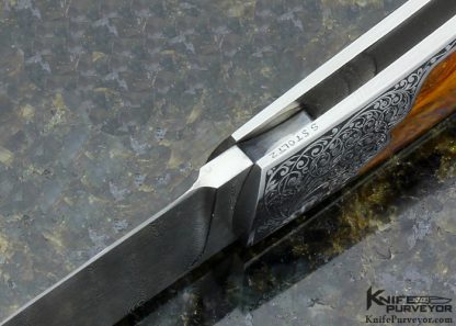 Steve Hoel Custom Knife Damascus Lockback Engraved by Stanley Stoltz - Image 7