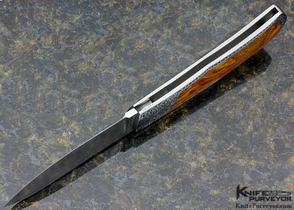 Steve Hoel Custom Knife Damascus Lockback Engraved by Stanley Stoltz - Image 6