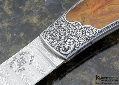 Steve Hoel Custom Knife Damascus Lockback Engraved by Stanley Stoltz - Image 2