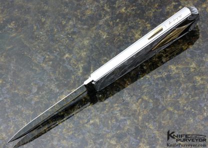 Antonio Fogarizzu Custom Knife Black Lip Tahitian Pearl Interframe Lockback Dagger with 18Kt Gold Inlays Engraved by Simone Fezzardi - Image 6