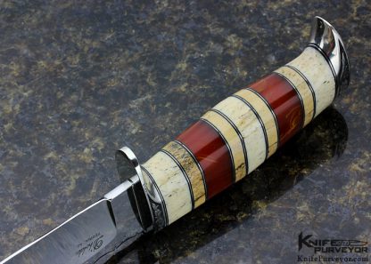D'Alton Holder Custom Knife Whale Bone, Red Amber & Oosic "My Knife" Engraved By Bruce Christensen - Image 6