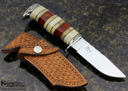 D'Alton Holder Custom Knife Whale Bone, Red Amber & Oosic "My Knife" Engraved By Bruce Christensen - Image 3