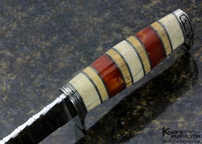 D'Alton Holder Custom Knife Whale Bone, Red Amber & Oosic "My Knife" Engraved By Bruce Christensen - Image 5
