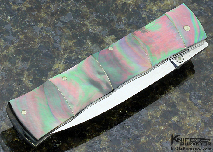 Koji Hara Custom Knife Blacklip Bamboo Linerlock - Image 4