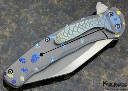 Brian Flud Custom Knife Carved Dragon Multi Colored Carved Framelock - Image 4
