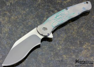 Brian Flud Custom Knife Carved Dragon Multi Colored Carved Framelock