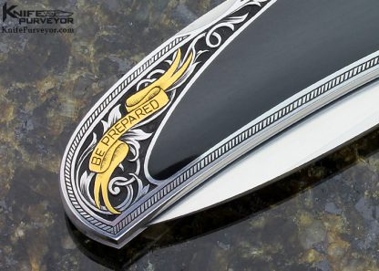 Warren Osborne Custom Knife Edwards Black Jade Interframe Lockback "Eagle Scout" Engraved by Tim George & Lisa Tomlin "JW" - Image 6
