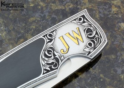 Warren Osborne Custom Knife Edwards Black Jade Interframe Lockback "Eagle Scout" Engraved by Tim George & Lisa Tomlin "JW" - Image 5
