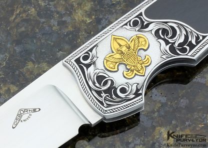 Warren Osborne Custom Knife Edwards Black Jade Interframe Lockback "Eagle Scout" Engraved by Tim George & Lisa Tomlin "JW" - Image 2