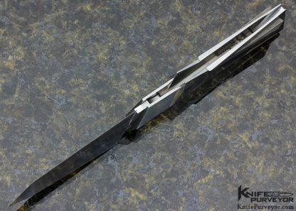 Ken Steigerwalt Custom Knife Bauhaus Wedge Lockback with Gold Spine - Image 6