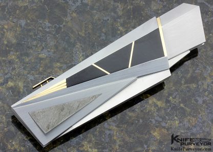 Ken Steigerwalt Custom Knife Bauhaus Wedge Lockback with Gold Spine - Image 4