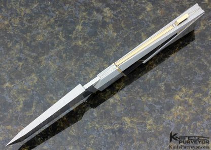 Ken Steigerwalt Custom Knife Bauhaus Wedge Lockback with Gold Spine - Image 5
