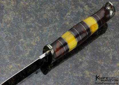 D' Alton Holder Custom Knife "My Knife" Engraved by Darren Reeves with Sonoran Ironwood and Black Wood, Yellow Amber - Image 7