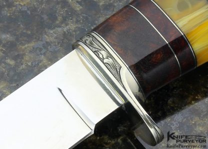 D' Alton Holder Custom Knife "My Knife" Engraved by Darren Reeves with Sonoran Ironwood and Black Wood, Yellow Amber - Image 2