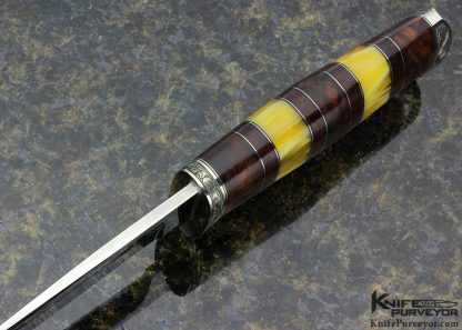 D' Alton Holder Custom Knife "My Knife" Engraved by Darren Reeves with Sonoran Ironwood and Black Wood, Yellow Amber - Image 6