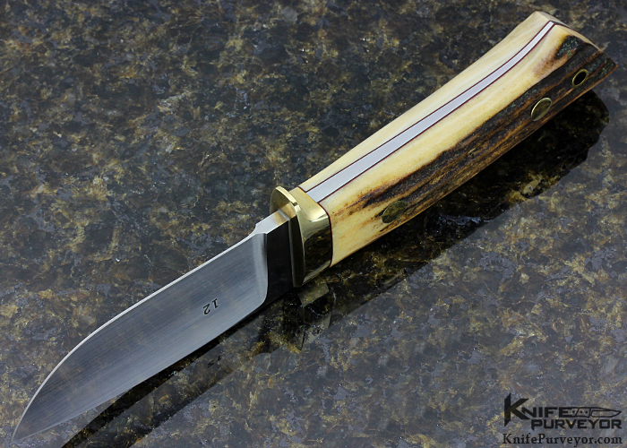 Bob Dozier Custom Knife Stag & Brass Drop Point Hunter Knife Purveyor