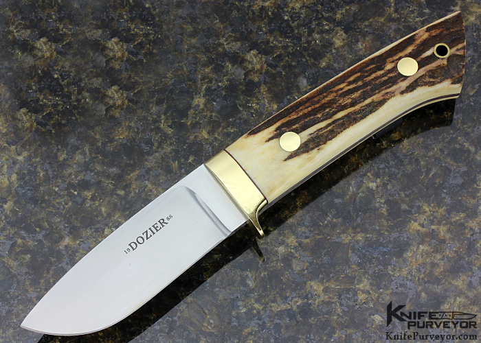 Bob Dozier Custom Knife Stag & Brass Drop Point Hunter - Knife 