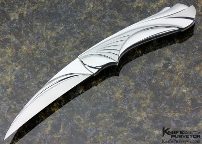 Elizabeth Loerchner Custom Knife Carved and Fluted 416 Stainless Steel & RWL-34 Lockback