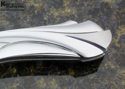Elizabeth Loerchner Custom Knife Carved and Fluted 416 Stainless Steel & RWL-34 Lockback - Image 3