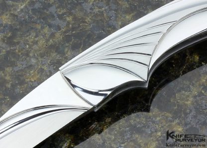 Elizabeth Loerchner Custom Knife Carved and Fluted 416 Stainless Steel & RWL-34 Lockback - Image 2