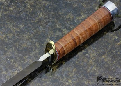 Randall Custom Knife Model 5 with Stacked Leather and Brass - Image 6