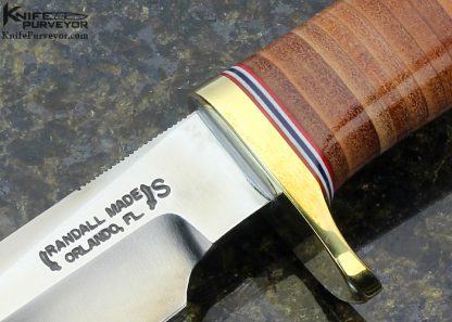 Randall Custom Knife Model 5 with Stacked Leather and Brass - Image 2