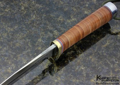 Randall Custom Knife Model 5 with Stacked Leather and Brass - Image 5
