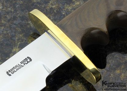 Randall Custom Knife Model 14 with Brass and Green Canvas Micarta - Image 2