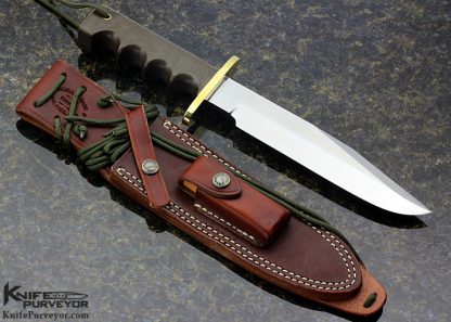Randall Custom Knife Model 14 with Brass and Green Canvas Micarta - Image 6