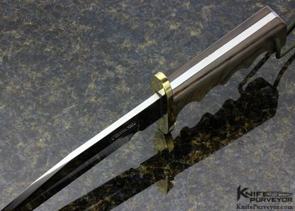 Randall Custom Knife Model 14 with Brass and Green Canvas Micarta - Image 4