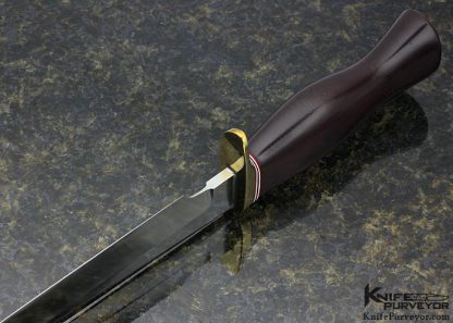 Randall Custom Knife Model 5 with Burgundy Micarta and Brass with Built in Compass - Image 4