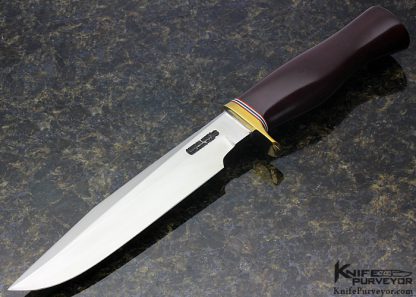 Randall Custom Knife Model 5 with Burgundy Micarta and Brass with Built in Compass